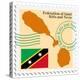 Stamp with Map and Flag of Saint Kitts and Nevis-Perysty-Stretched Canvas