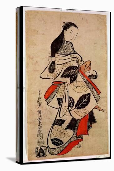 Standing Courtesan, Pub. 1710, (Kakemono-E Size, Hand-Coloured Woodblock Print)-Kaigetsudo Anchi-Premier Image Canvas