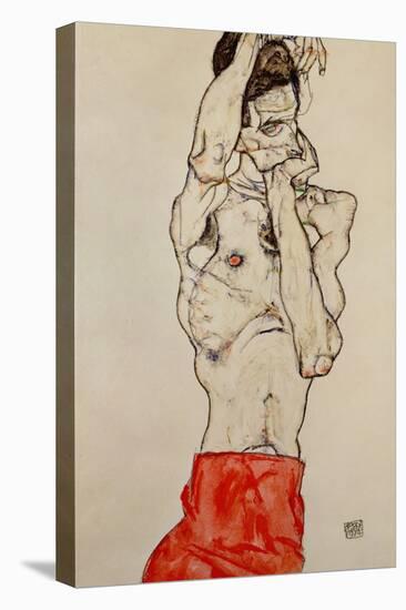 Standing Male Nude with Red Loincloth, 1914-Egon Schiele-Premier Image Canvas