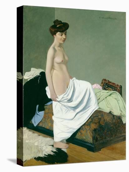 Standing Nude Holding a Gown on Her Knee, 1904 (Oil on Canvas)-Felix Edouard Vallotton-Premier Image Canvas