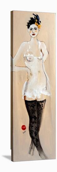 Standing Nude in Black Stockings with Flower and Bird in Hair, (II) 2015-Susan Adams-Premier Image Canvas