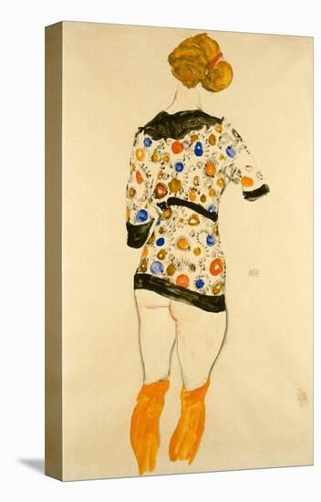 Standing Woman in a Patterned Blouse-Egon Schiele-Stretched Canvas