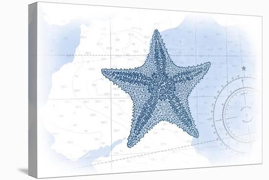 Starfish - Blue - Coastal Icon-Lantern Press-Stretched Canvas