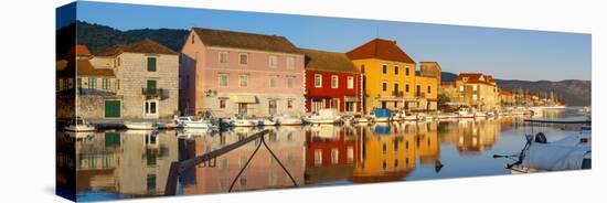 Stari Grad (Old Town) Refelcted in Harbour, Stari Grad, Dalmatia, Croatia-Doug Pearson-Premier Image Canvas