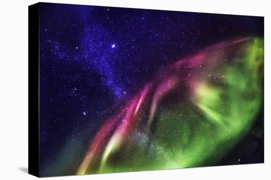 Starry Evening with the Aurora Borealis or Northern Lights and the Milky Way Galaxy, Abisko-null-Premier Image Canvas