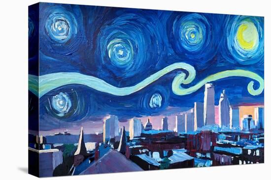 Starry Night in Boston - Van Gogh Inspirations-Markus Bleichner-Stretched Canvas