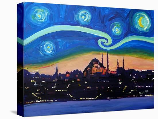 Starry Night in Istanbul Turkey Van Gogh-Markus Bleichner-Stretched Canvas