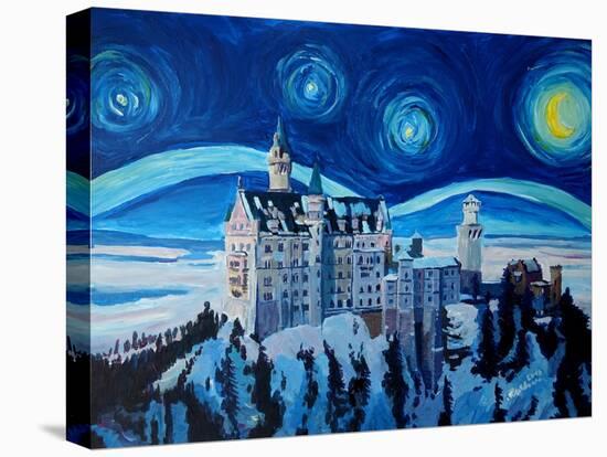 Starry Night in Neuschwanstein - Romantic Castle-Markus Bleichner-Stretched Canvas