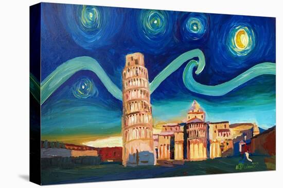 Starry Night in Pisa with Leaning Tower-Markus Bleichner-Stretched Canvas