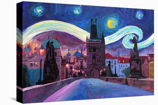 Starry Night in Prague Van Gogh Inspirations-Markus Bleichner-Stretched Canvas