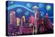 Starry Night in Seattle Space Needle with Van Go-Martina Bleichner-Stretched Canvas