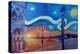 Starry Night in Venice Italy San Marco with Lion-Markus Bleichner-Stretched Canvas