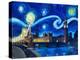 Starry Night London Parliament Van Gogh Inspired-Martina Bleichner-Stretched Canvas