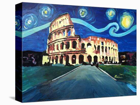 Starry Night over Coliseum in Rome Italy with Van-Markus Bleichner-Stretched Canvas