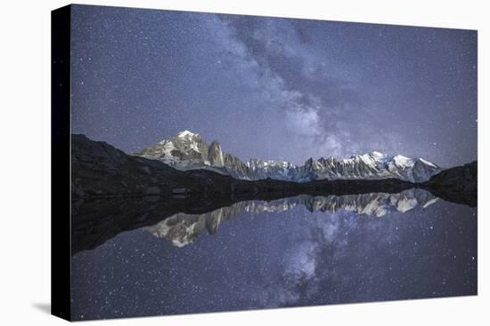 Starry Sky over Mont Blanc Range Seen from Lac De Chesery. Haute Savoie. France Europe-ClickAlps-Premier Image Canvas