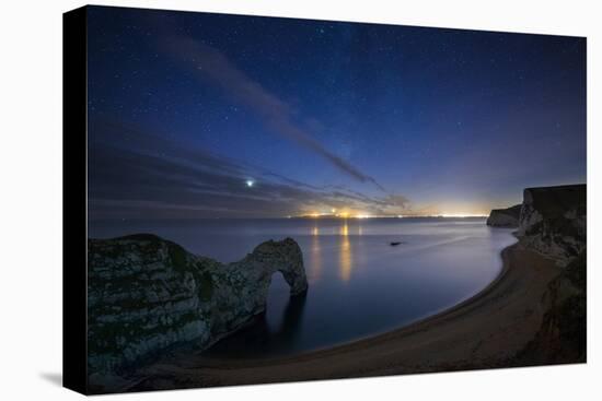 Stars and Milky Way over Durdle Door and the Jurassic Coast-David Noton-Premier Image Canvas
