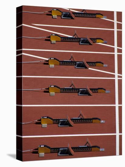 Starting Blocks for the Start of a Sprint Race-Paul Sutton-Premier Image Canvas