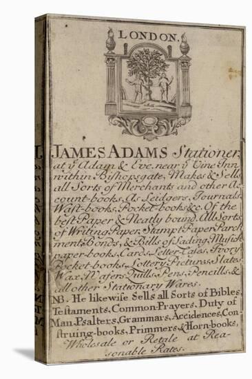 Stationers, James Adams, Trade Card-null-Premier Image Canvas