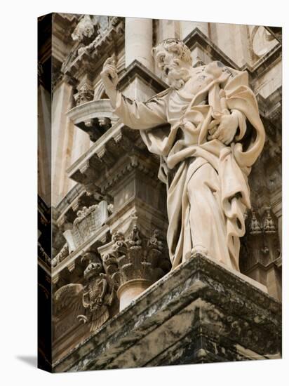 Statue at Duomo Cathedral, Ortygia Island, Syracuse, Sicily, Italy-Walter Bibikow-Premier Image Canvas