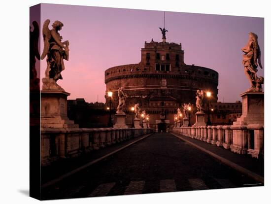 Statue Lined Ponte St'Angelo Leading Towards Castel Sant'Angelo, Mausoleumby Roman Emperor Hadrian-Dmitri Kessel-Premier Image Canvas