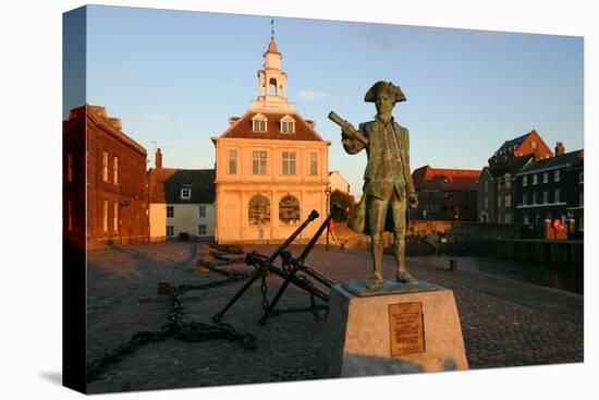 Statue of Captain Vancouver at Dusk on the Purfleet Quay, Kings Lynn, Norfolk-Peter Thompson-Premier Image Canvas