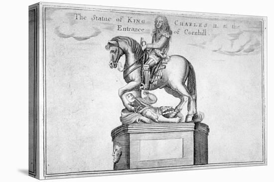 Statue of Charles II at the Entrance of Cornhill in the Stocks Market, Poultry, London, 1740-null-Premier Image Canvas