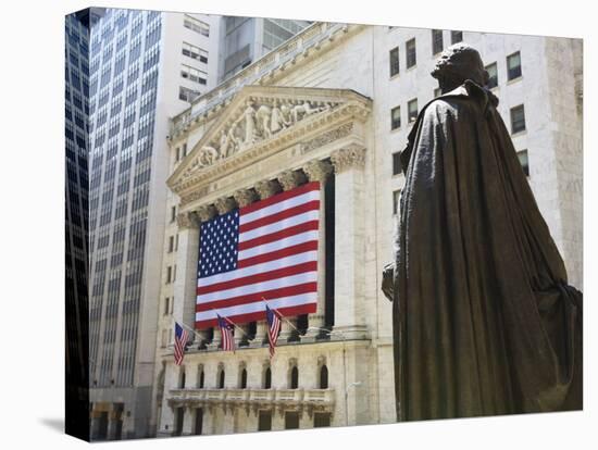 Statue of George Washington in Front of the Federal Building and the New York Stock Exchange-Amanda Hall-Premier Image Canvas