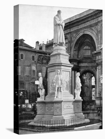 Statue of Leonardo Da Vinci, Milan, Italy, Late 19th Century-John L Stoddard-Premier Image Canvas