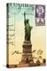 Statue of Liberty, New York Vintage Postcard Collage-Piddix-Stretched Canvas
