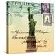 Statue of Liberty, New York Vintage Postcard Collage-Piddix-Stretched Canvas