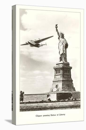 Statue of Liberty with Clipper, New York City-null-Stretched Canvas