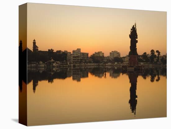 Statue of Shiva Rising Out of a Lake Sur Sagar in the Centre of Vadodara, Gujarat, India, Asia-Mark Chivers-Premier Image Canvas