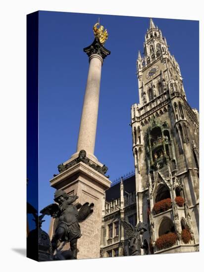 Statue of the Virgin Mary and the Neues Rathaus, Marienplatz, Munich, Bavaria, Germany-Gary Cook-Premier Image Canvas