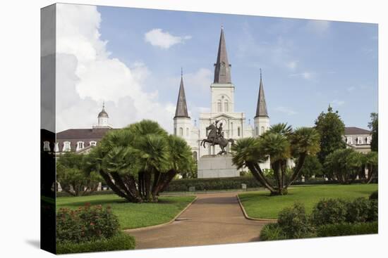 Statue, St. Louis Cathedral, Jackson Square, French Quarter, New Orleans, Louisiana, USA-Jamie & Judy Wild-Premier Image Canvas