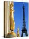 Statues with Eiffel Tower, Paris, France-Bill Bachmann-Premier Image Canvas