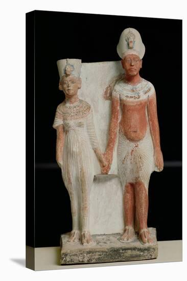 Statuette of Amenophis IV (Akhenaten) and Nefertiti, from Tell El-Amarna, Amarna Period New Kingdom-null-Premier Image Canvas