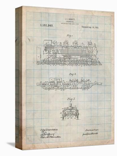 Steam Locomotive 1915 Patent-Cole Borders-Stretched Canvas