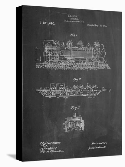 Steam Locomotive 1915 Patent-Cole Borders-Stretched Canvas