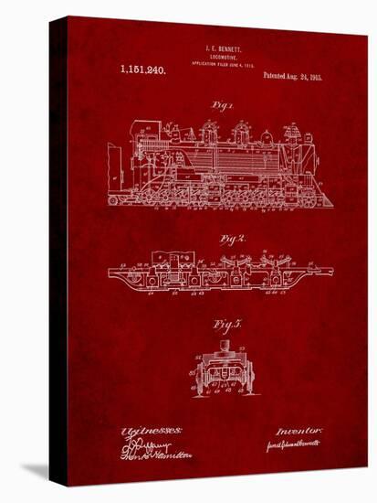 Steam Locomotive 1915 Patent-Cole Borders-Stretched Canvas