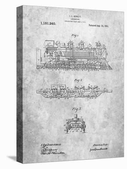 Steam Locomotive 1915 Patent-Cole Borders-Stretched Canvas