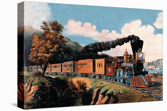 Steam Locomotive-Currier & Ives-Stretched Canvas