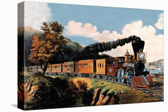 Steam Locomotive-Currier & Ives-Stretched Canvas