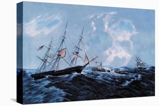 Steam Wreck-Currier & Ives-Stretched Canvas