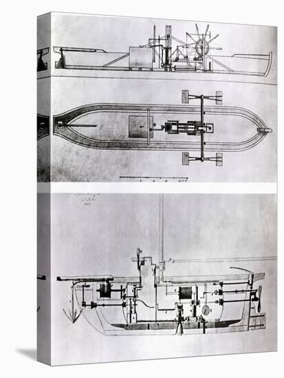 Steamboat and Submarine Plans-Robert Fulton-Premier Image Canvas