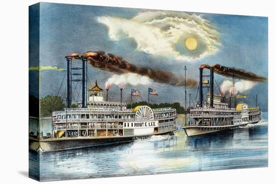 Steamboat Race, 1870-Currier & Ives-Premier Image Canvas