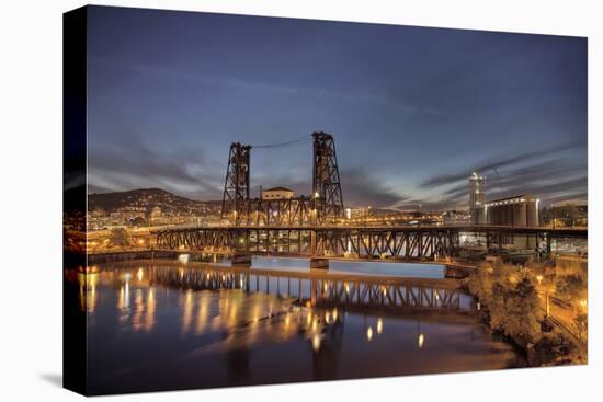 Steel Bridge over Willamette River at Blue Hour-jpldesigns-Premier Image Canvas