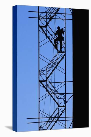 Steelworker Assembling Scaffolding-null-Premier Image Canvas