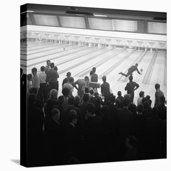 Steelworks Social Evening at a Bowling Alley, Sheffield, South Yorkshire, 1964-Michael Walters-Stretched Canvas