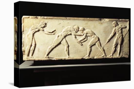 Stele Depicting Wrestling Competition, Relief from Kerameikos Necropolis in Athens, Greece-null-Premier Image Canvas