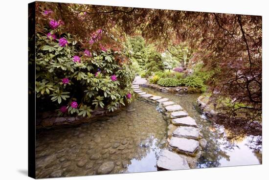 Stepping Stones at Butchart Gardens #2, Victoria, B.C. ‘09-Monte Nagler-Stretched Canvas